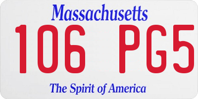 MA license plate 106PG5