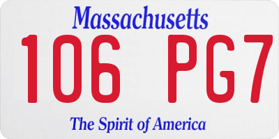 MA license plate 106PG7