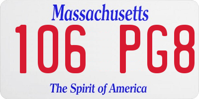 MA license plate 106PG8