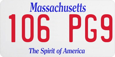 MA license plate 106PG9
