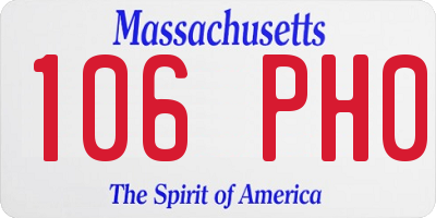MA license plate 106PH0