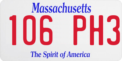MA license plate 106PH3