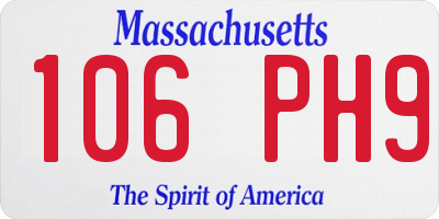 MA license plate 106PH9