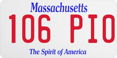 MA license plate 106PI0