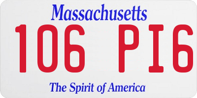 MA license plate 106PI6