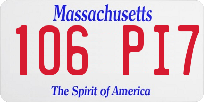 MA license plate 106PI7