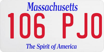 MA license plate 106PJ0