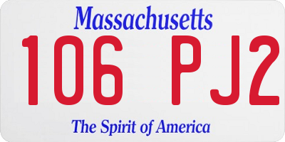 MA license plate 106PJ2