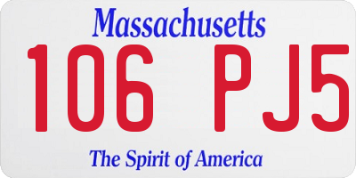 MA license plate 106PJ5