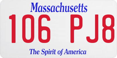 MA license plate 106PJ8