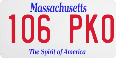 MA license plate 106PK0
