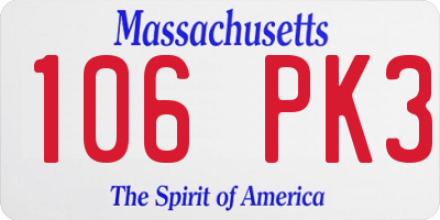 MA license plate 106PK3