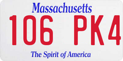 MA license plate 106PK4