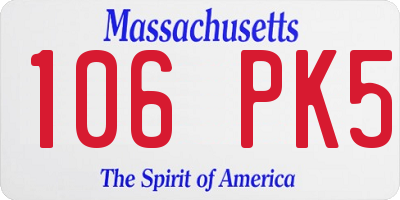 MA license plate 106PK5
