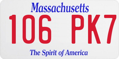 MA license plate 106PK7