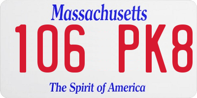 MA license plate 106PK8