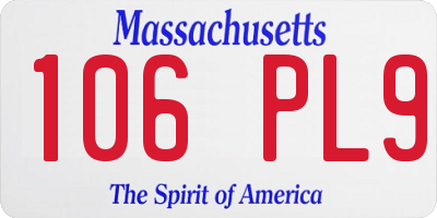 MA license plate 106PL9