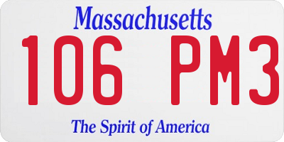 MA license plate 106PM3