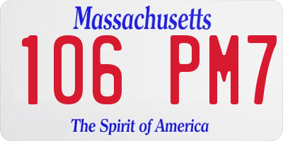 MA license plate 106PM7