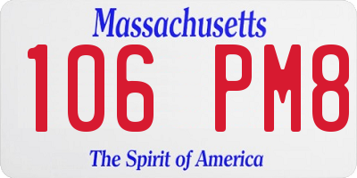 MA license plate 106PM8