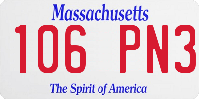 MA license plate 106PN3