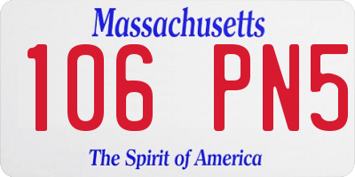 MA license plate 106PN5