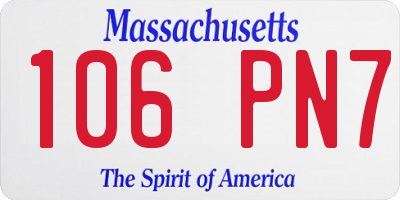 MA license plate 106PN7