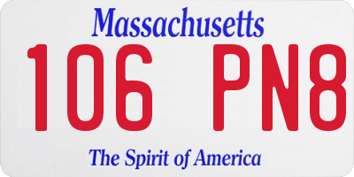 MA license plate 106PN8