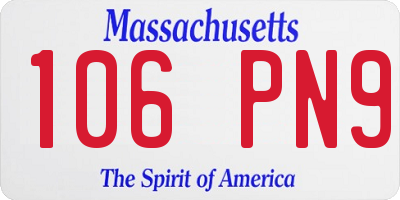 MA license plate 106PN9