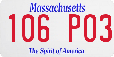 MA license plate 106PO3