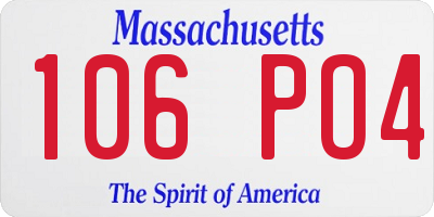 MA license plate 106PO4