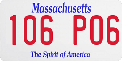 MA license plate 106PO6