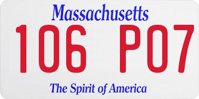 MA license plate 106PO7