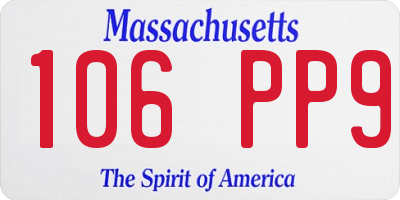 MA license plate 106PP9