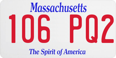 MA license plate 106PQ2