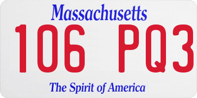 MA license plate 106PQ3