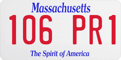 MA license plate 106PR1