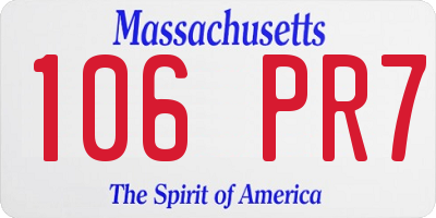 MA license plate 106PR7