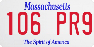 MA license plate 106PR9