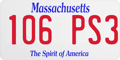 MA license plate 106PS3