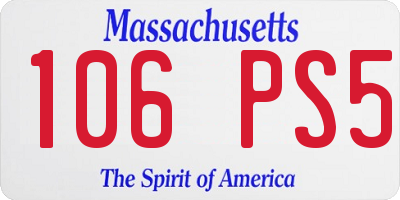 MA license plate 106PS5