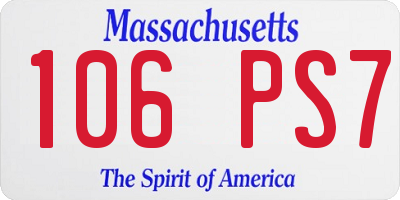 MA license plate 106PS7