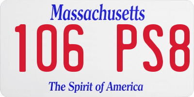 MA license plate 106PS8