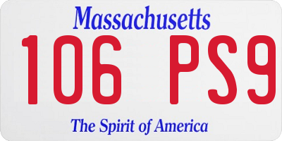 MA license plate 106PS9