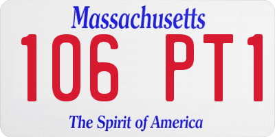 MA license plate 106PT1