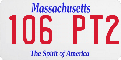 MA license plate 106PT2