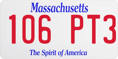 MA license plate 106PT3