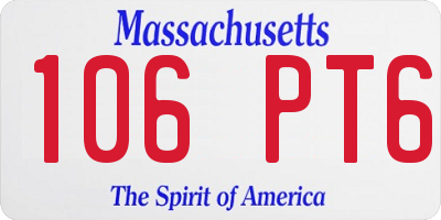 MA license plate 106PT6