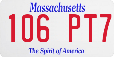 MA license plate 106PT7