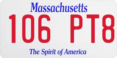 MA license plate 106PT8
